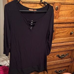 Belldini Black Blouse with Button Detail